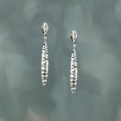 Photo of Silver Long Drop Stud Earrings