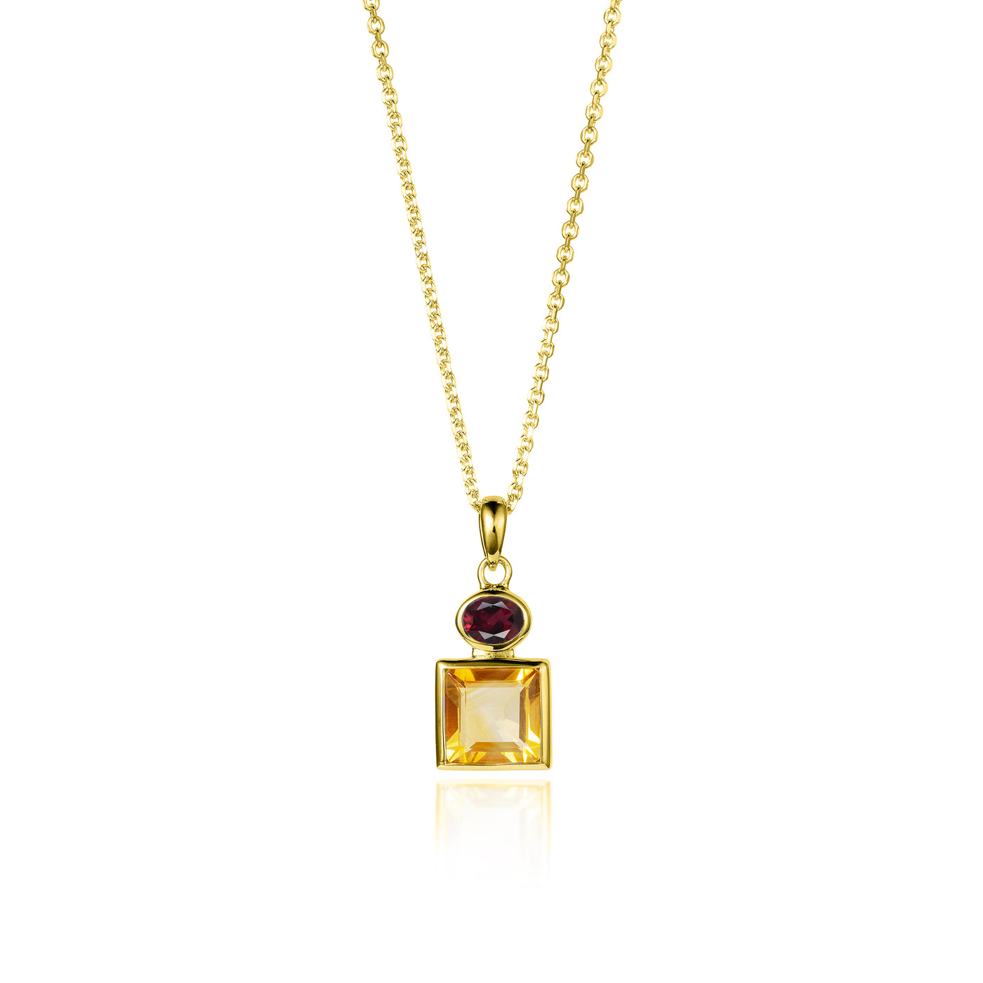 Photo of Gold Citrine and Garnet Pendant Necklace