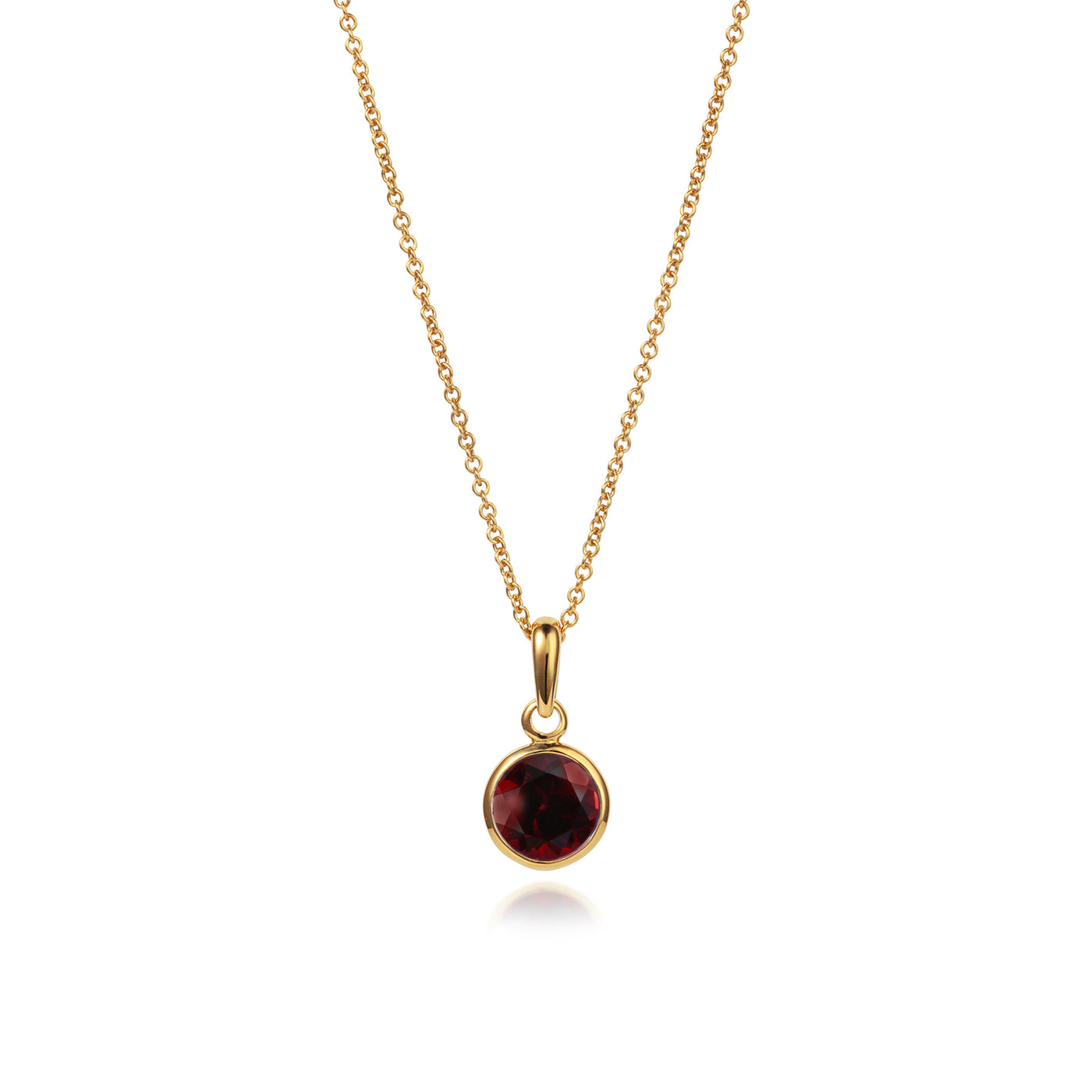 January Birthstone Necklace in Garnet and Gold