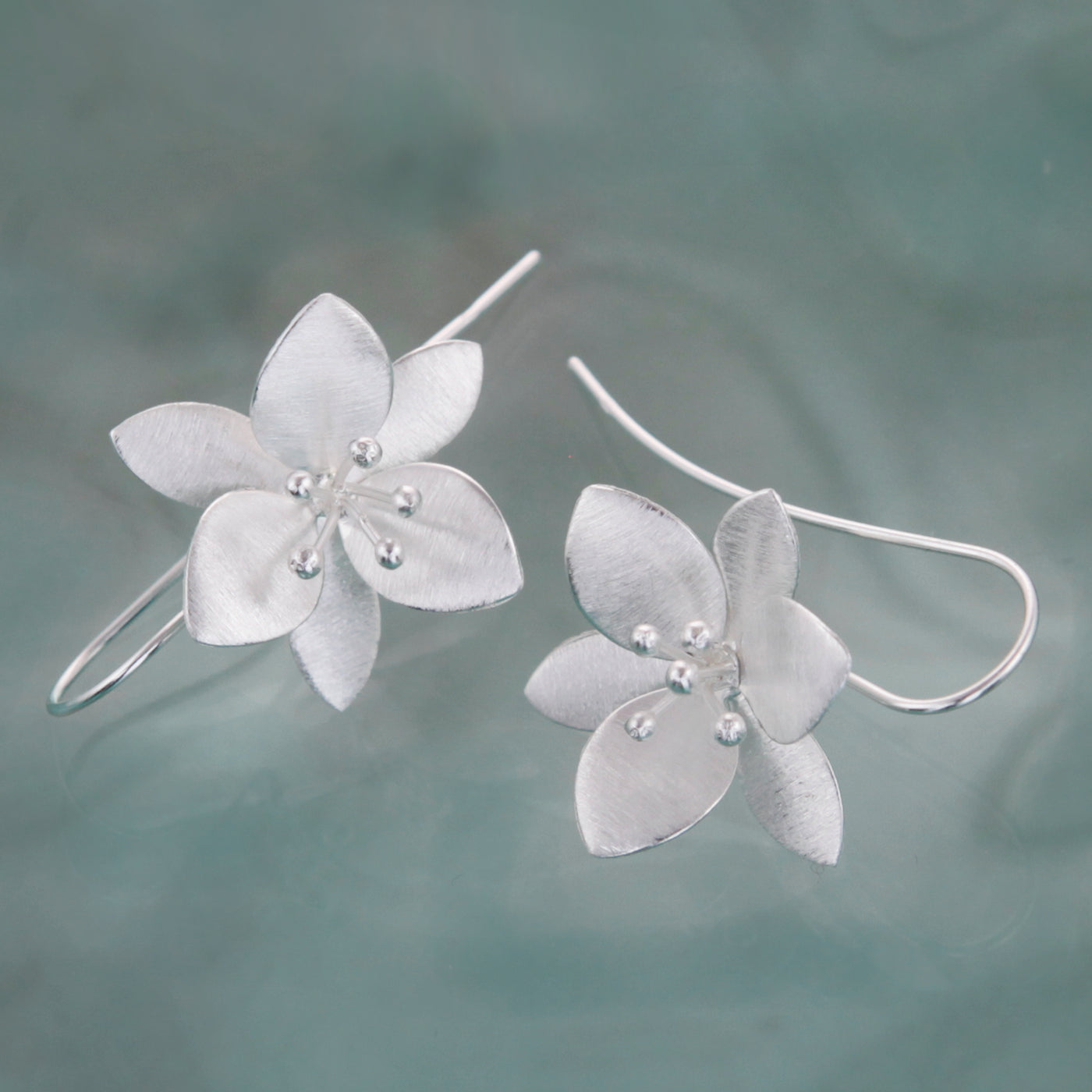 Image of Silver Orange Blossom Flower Earrings