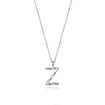 Silver Initial Necklace Letter Z