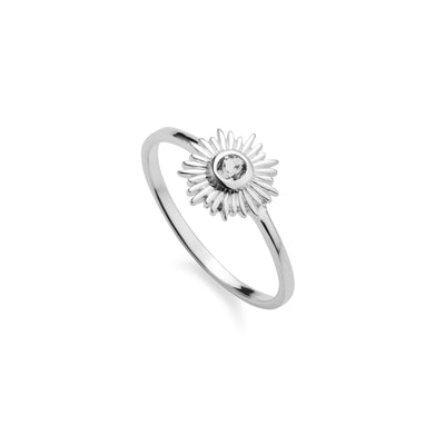 Photo of Silver and White Topaz Sun Ring