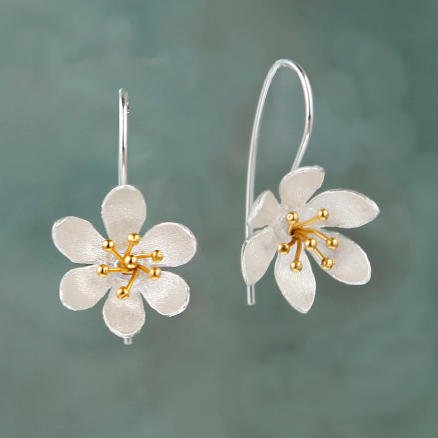 Image of Daisy Silver & Gold Hook Earrings