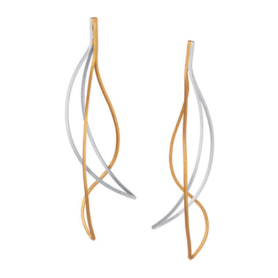 Gold & Silver Long Stud Earrings