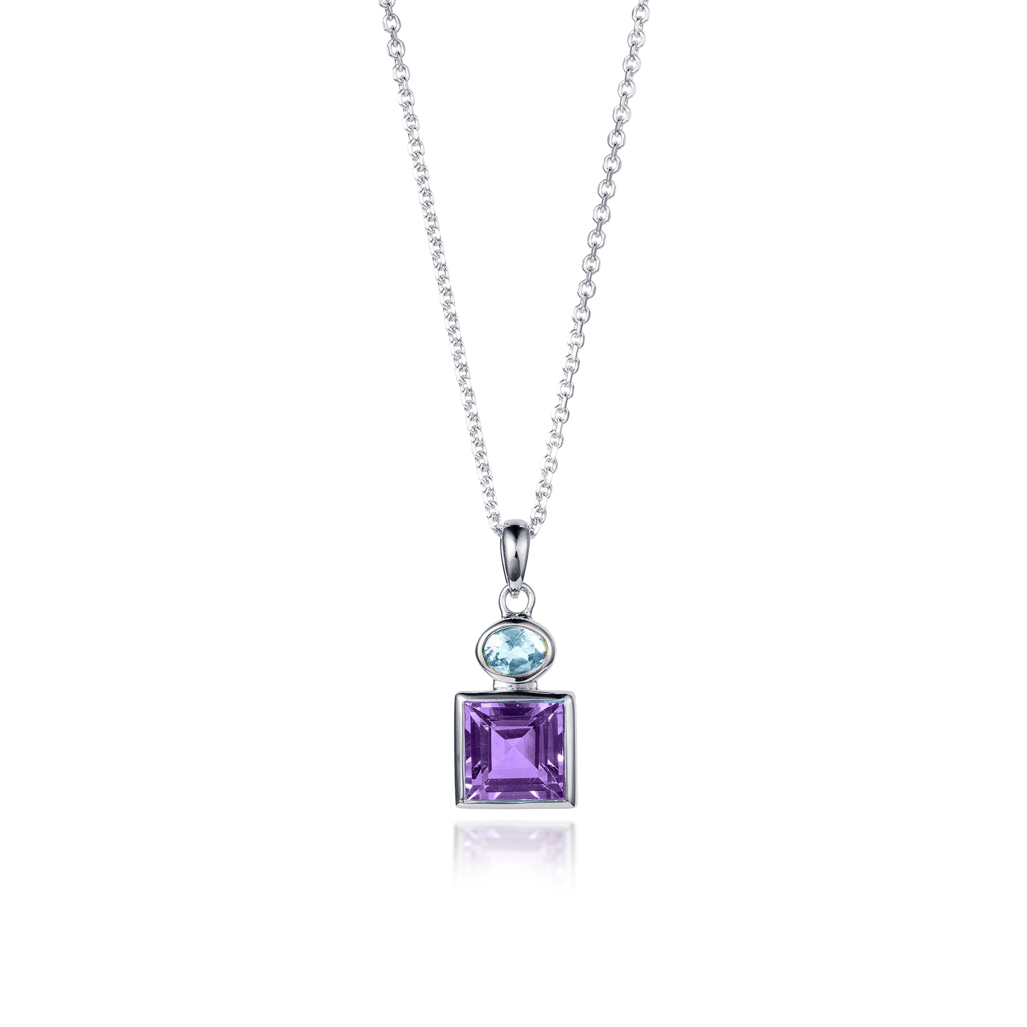 Silver Necklace With Amethyst & Blue Topaz Gemstones Christin Ranger
