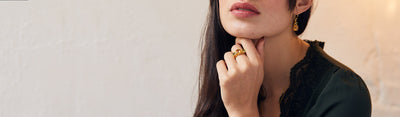 Model Shot of Gold Rings for Women