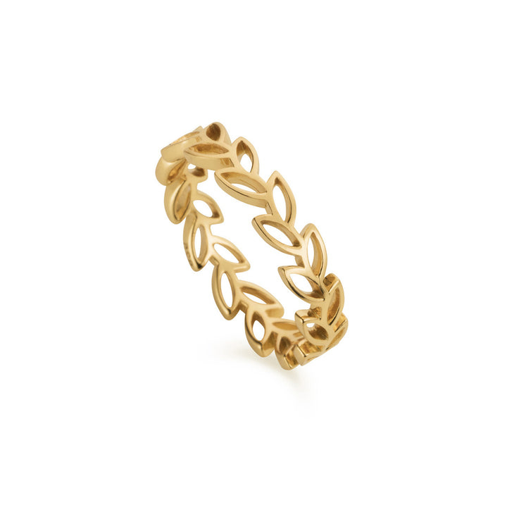Gold vermeil multiple leaf ring on white backgound