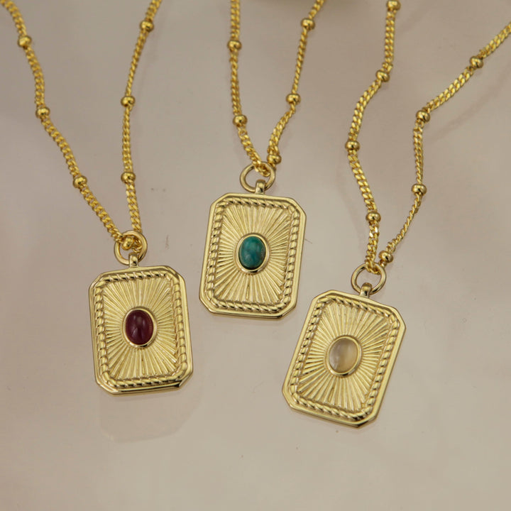 Gold Birthstone Pendant Necklace