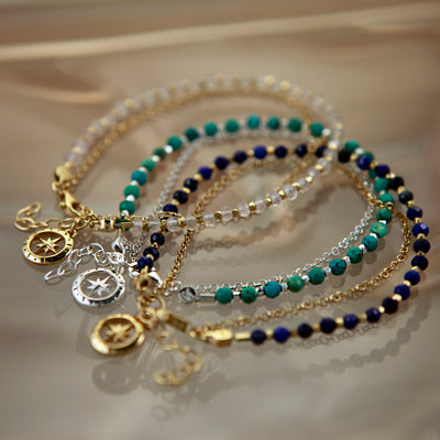 Silver Beaded Friendship Bracelet with Lapiz Lazuli
