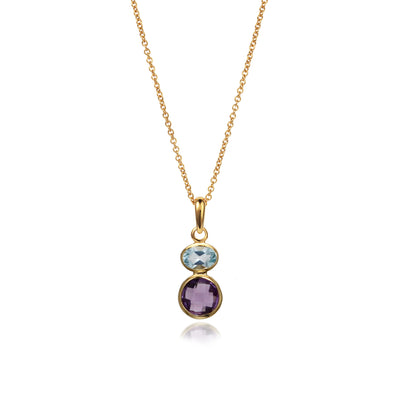 Amethyst and Blue Topaz Gold Necklace