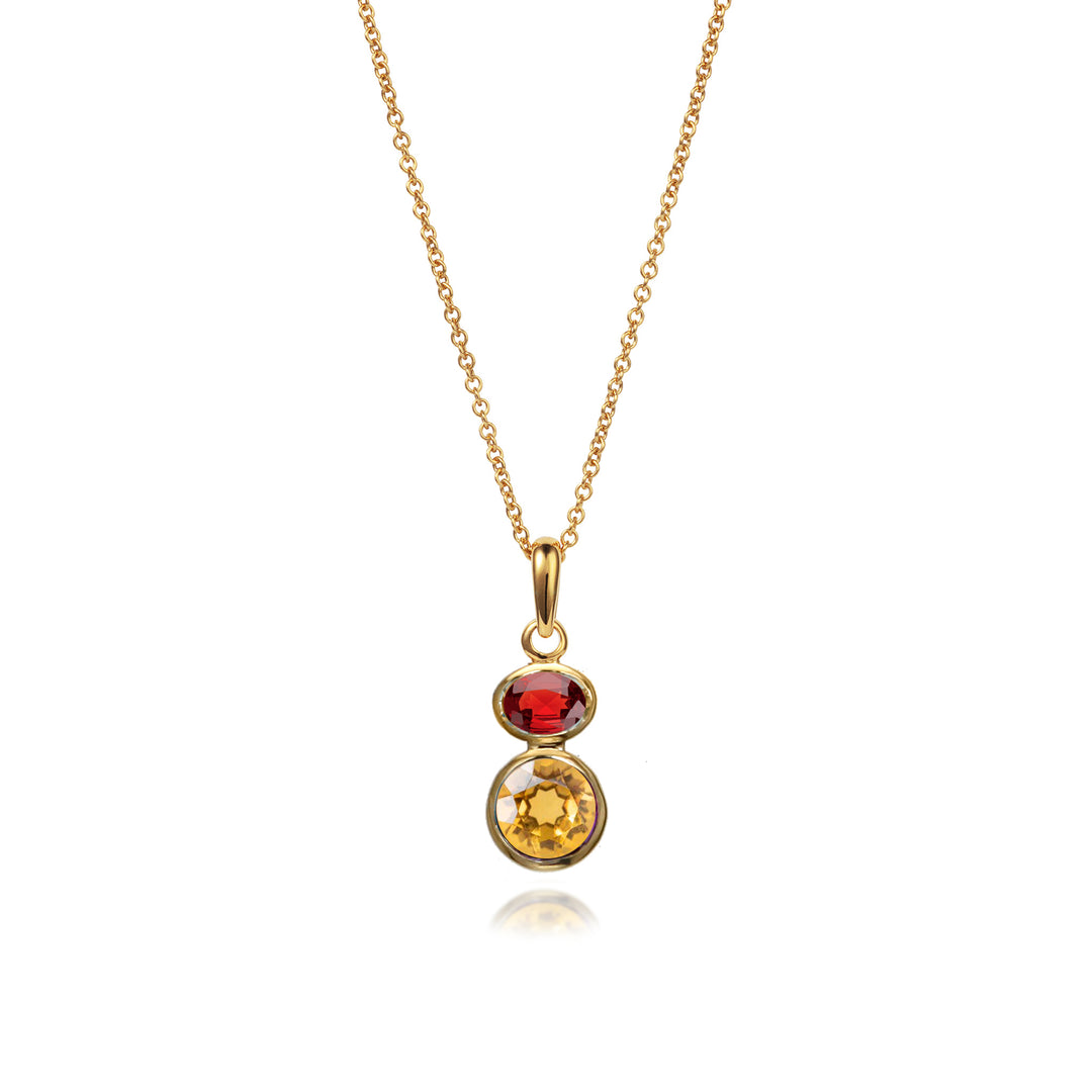 Gold Citrine and Garnet Necklace Pendant