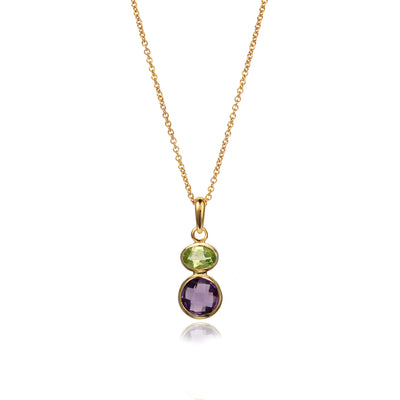 Amethyst and Peridot Gold Necklace