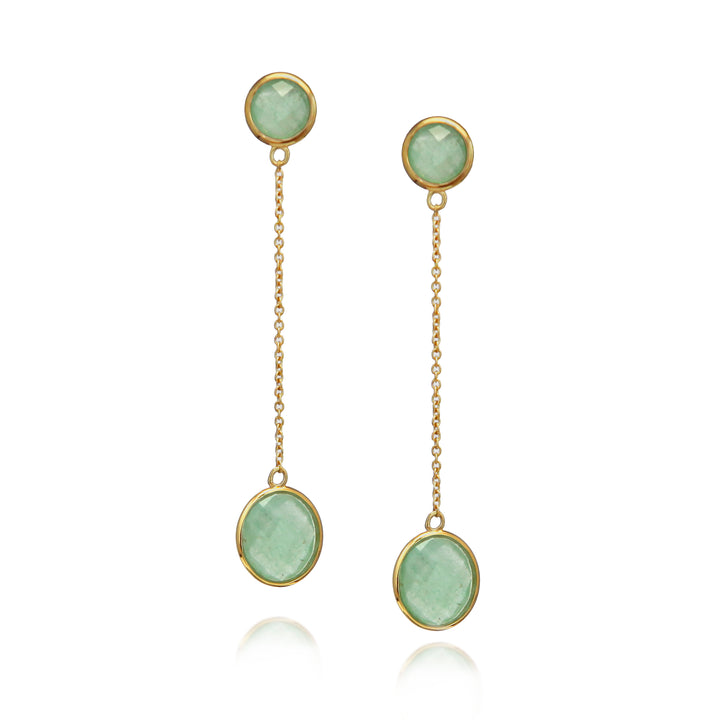 Gold Chain Drop Earrings with Aventurine