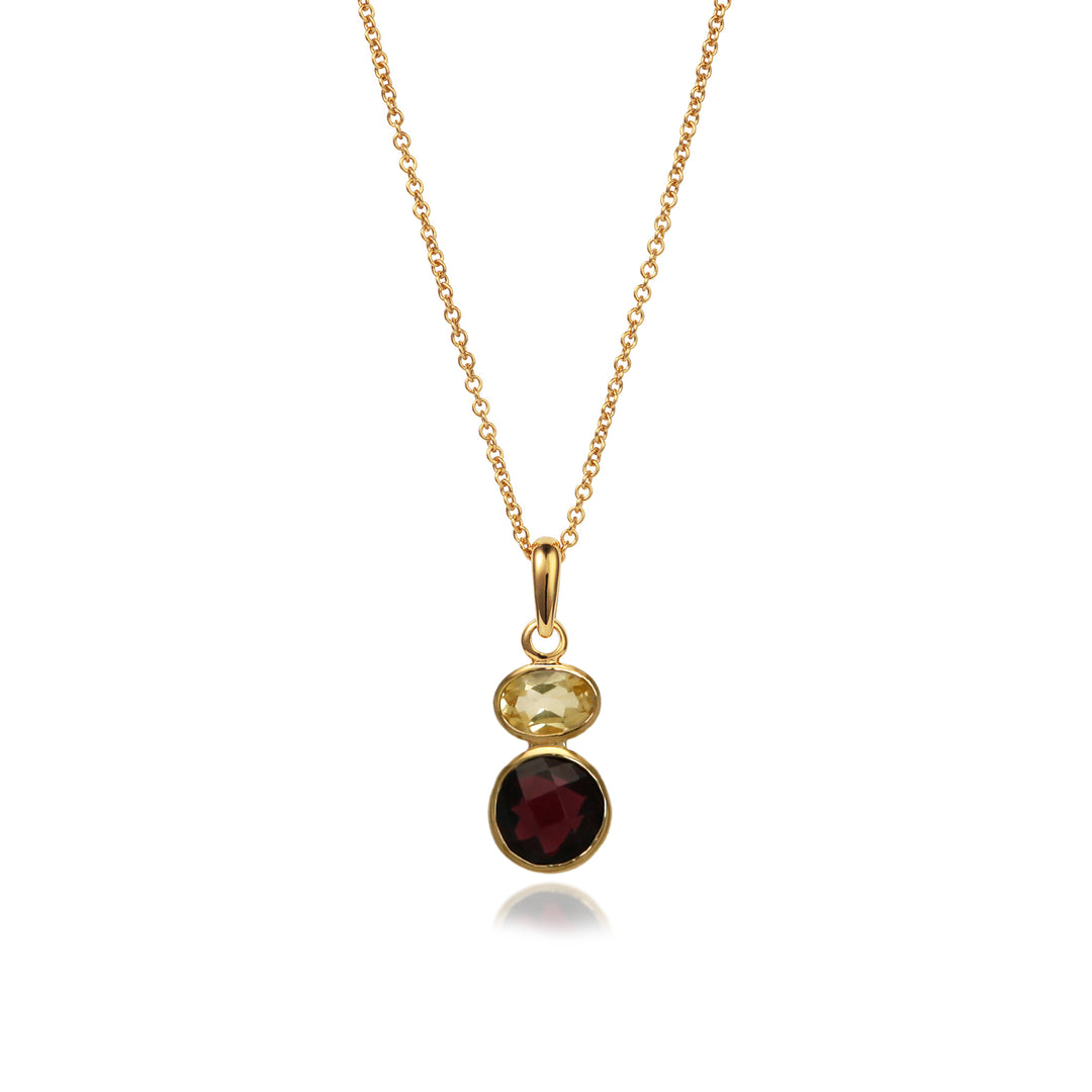 Garnet and Citrine Gold Necklace
