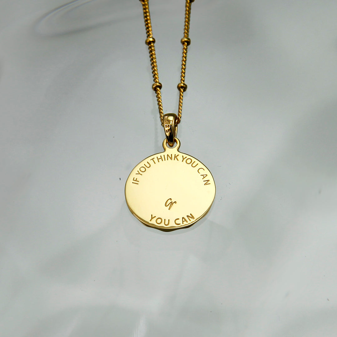 Gold Lucky Horsehoe Necklace with reverse side message