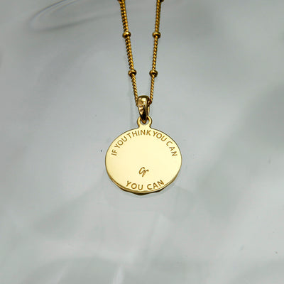 Gold Four-Leaf Clover Necklace Back with Message
