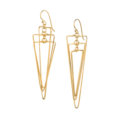 Gold Geometric Triangle Drop Earrings  