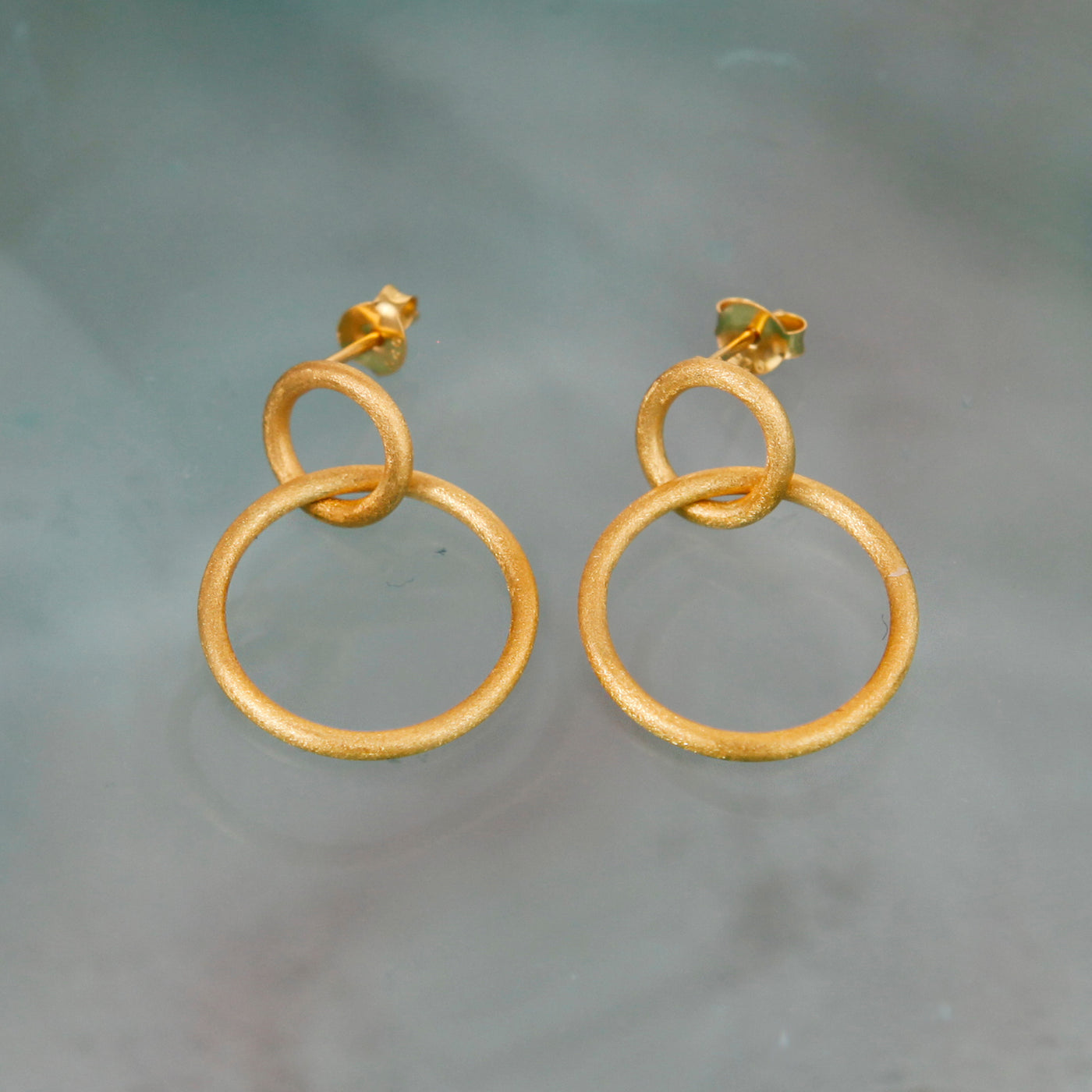 Gold Double Hoop Stud Earrings