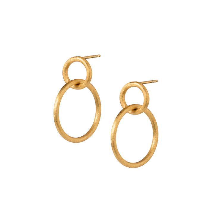 Gold Double Hoop Stud Earrings