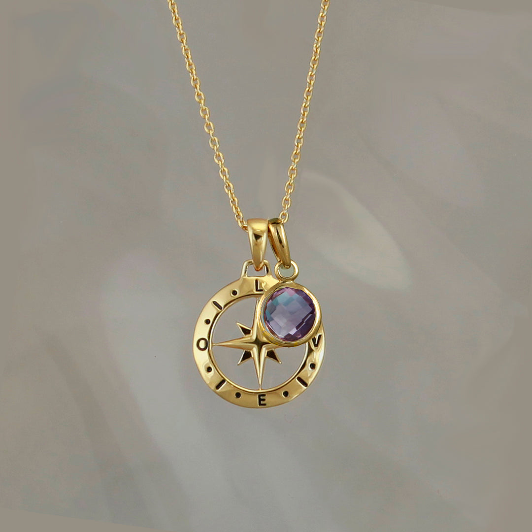 Gold Compass Necklace Pendant