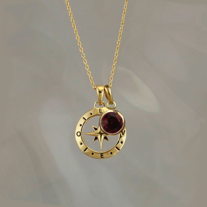 Gold Compass Necklace Pendant