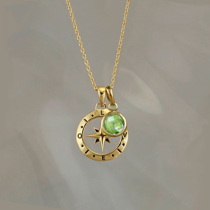 Gold Compass Necklace Pendant