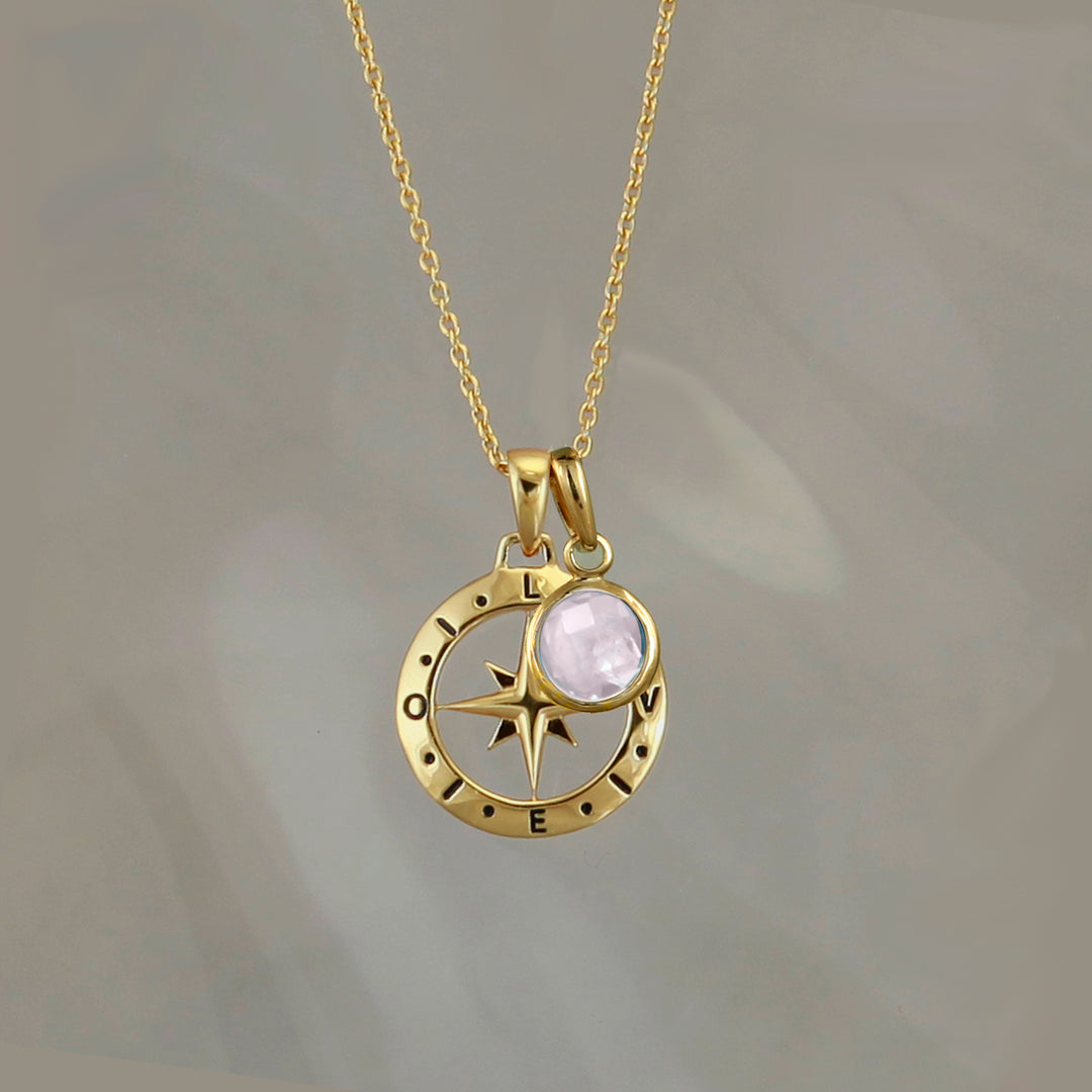 Gold Compass Necklace Pendant