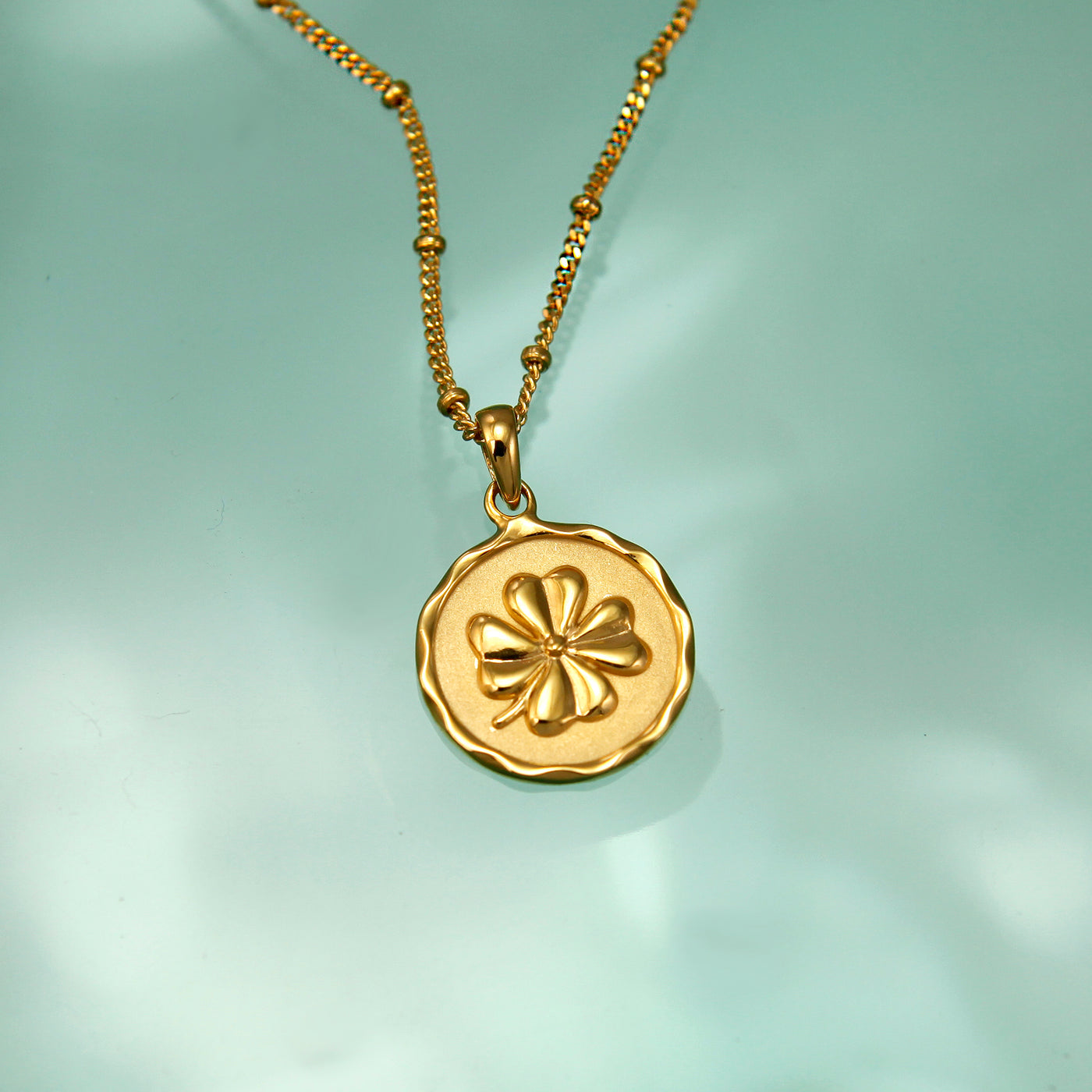 Gold Four-Leaf Clover Lucky Charm Necklace