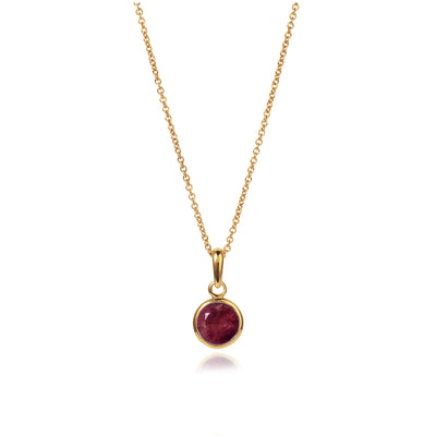 July Birthstone Necklace in Ruby and Gold