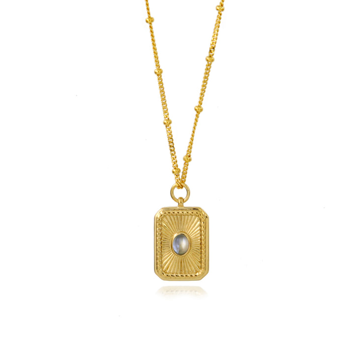 June Moonstone Birthstone Necklace in Gold