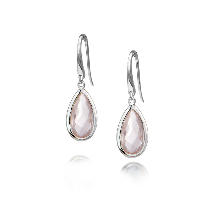 Sterling silver pear drop earrings with rose quartz
