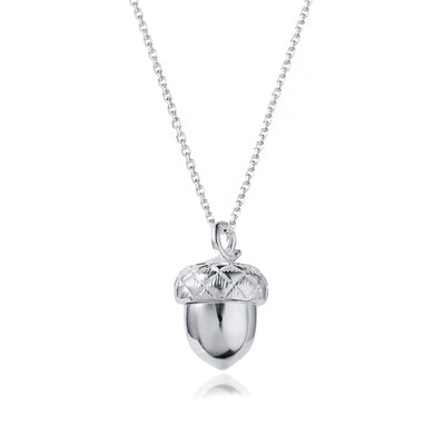 June Birthstone Acorn Necklace In Silver