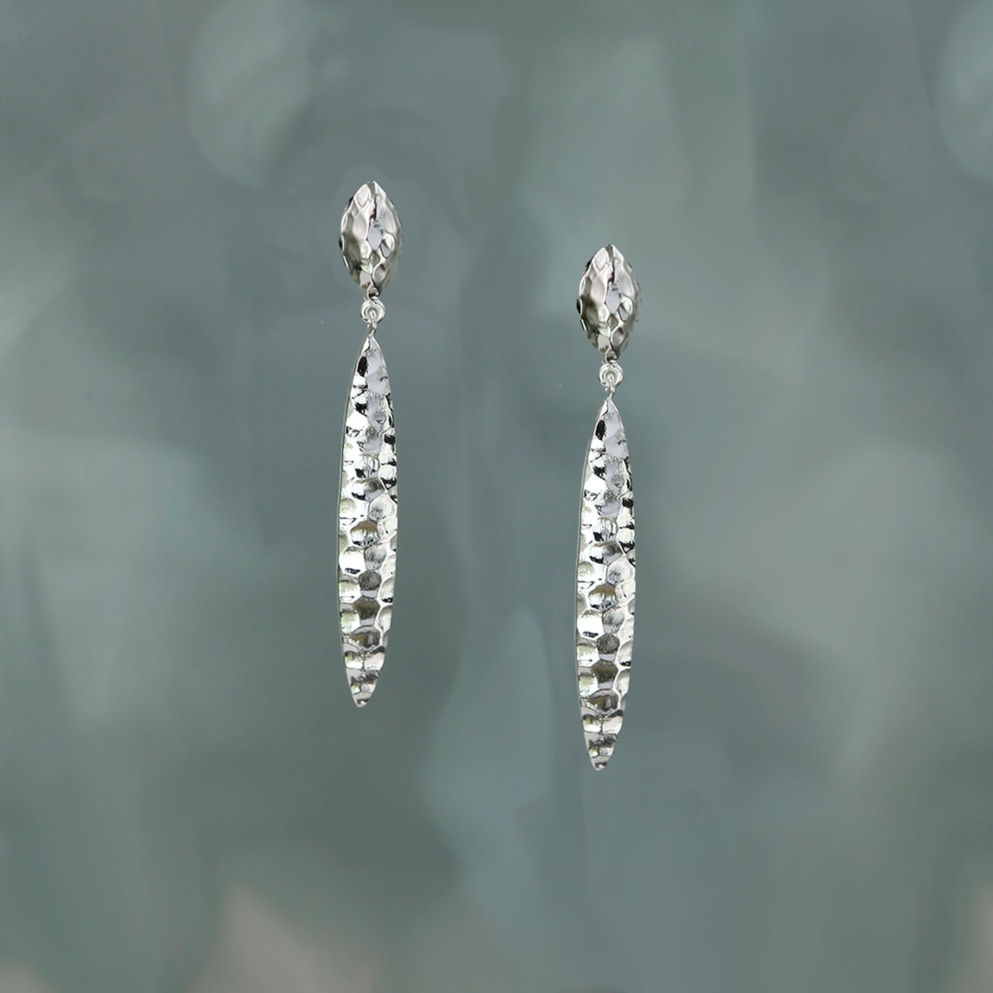 Photo of Silver Long Drop Stud Earrings