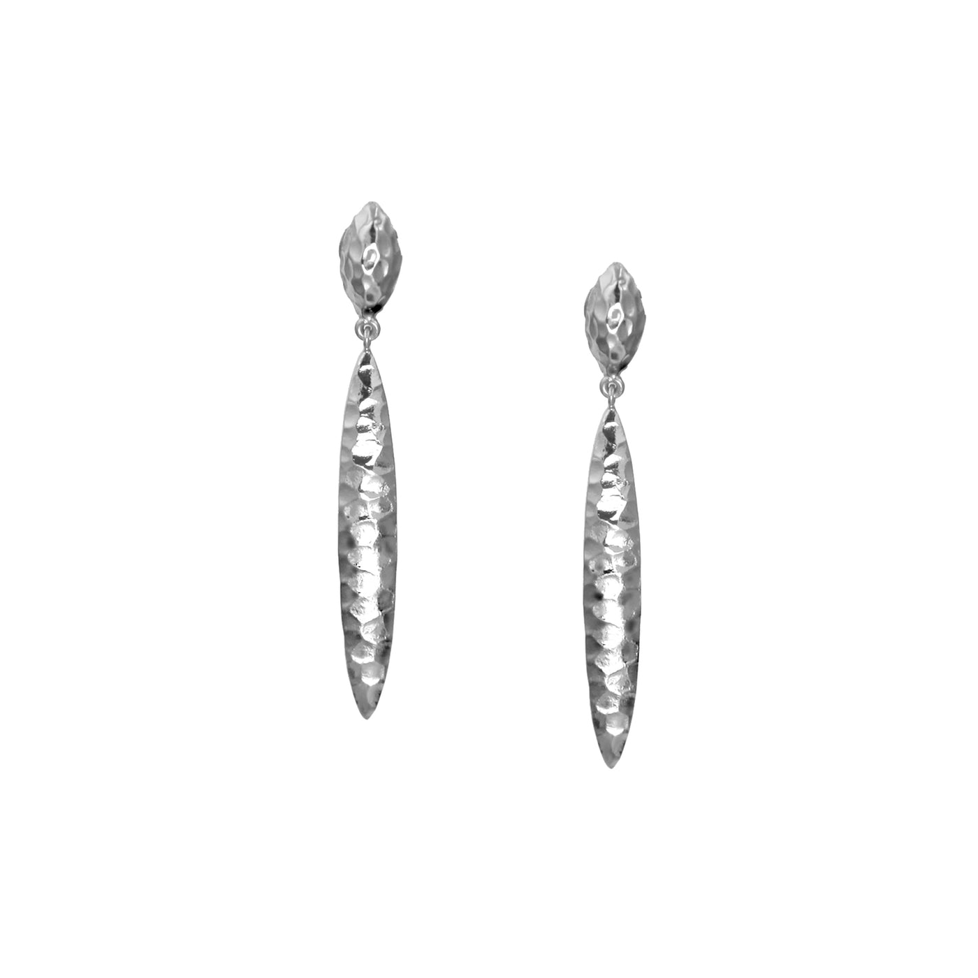Silver Long Drop Stud Earrings