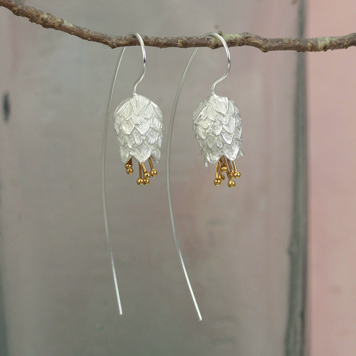 Silver Thistle Flower Earring