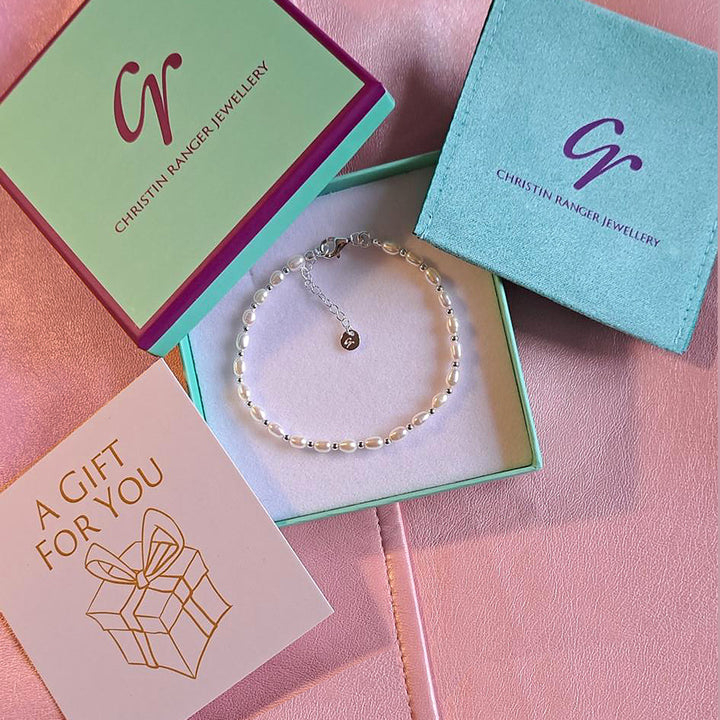 Silver and Seed Pearl Bracelet in Gift Packaging