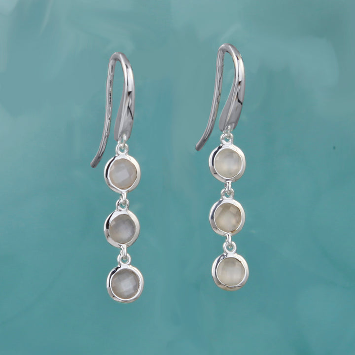 Moonstone Drop Earrings In Silver