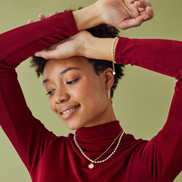 Gold Pearl Drop Earrings