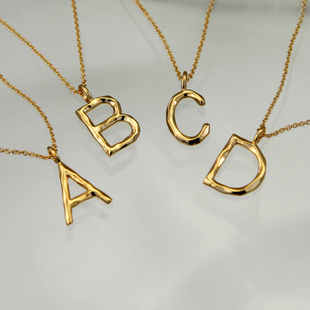 Gold Initial Pendant - A