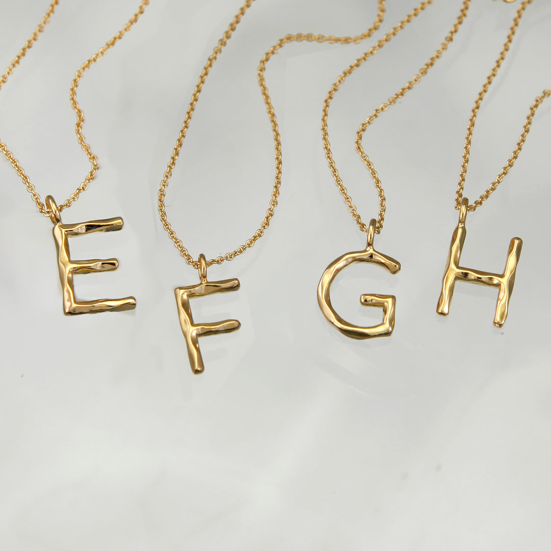 Gold Initial Pendant - E