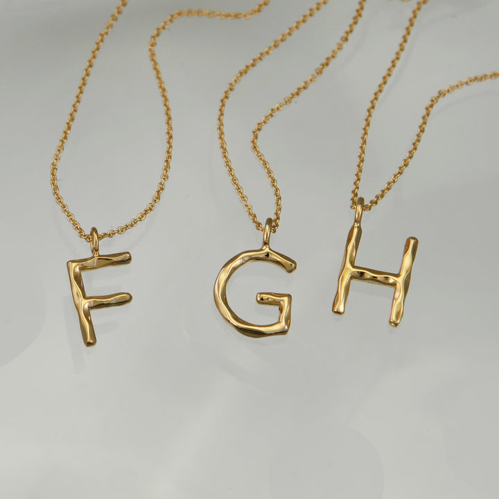Gold Initial Pendant - F