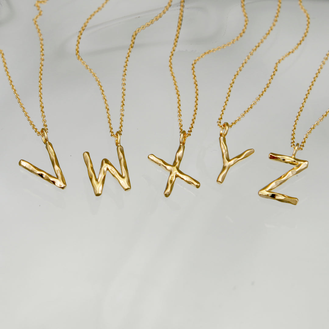 Gold Initial Pendant - V