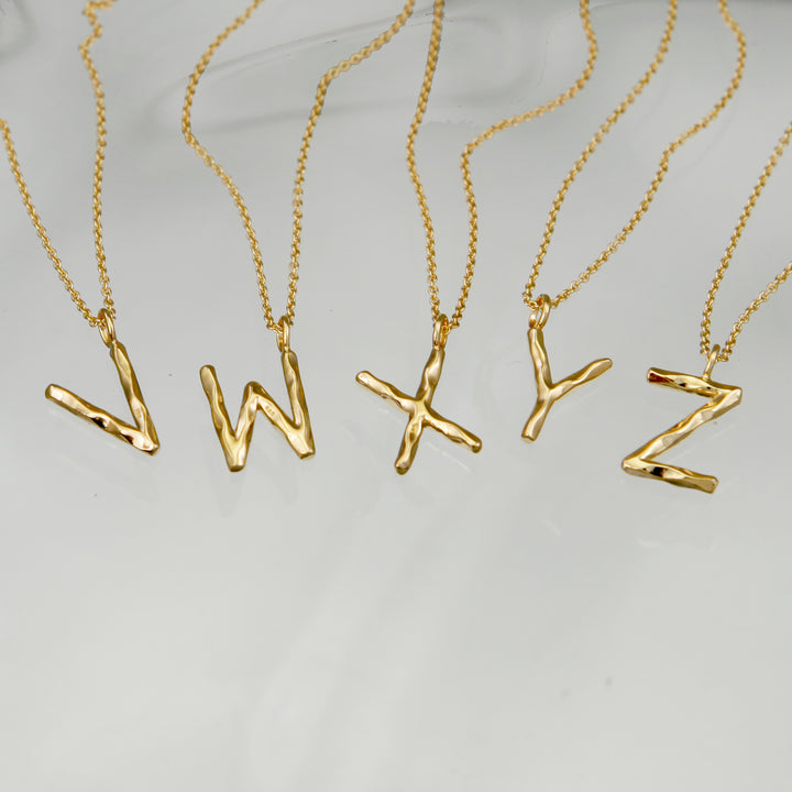 Gold Initial Pendant - V