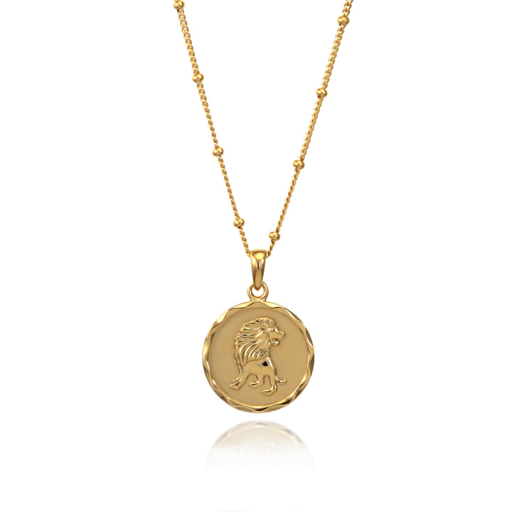 Gold Leo Zodiac Star Sign Necklace pendant close up