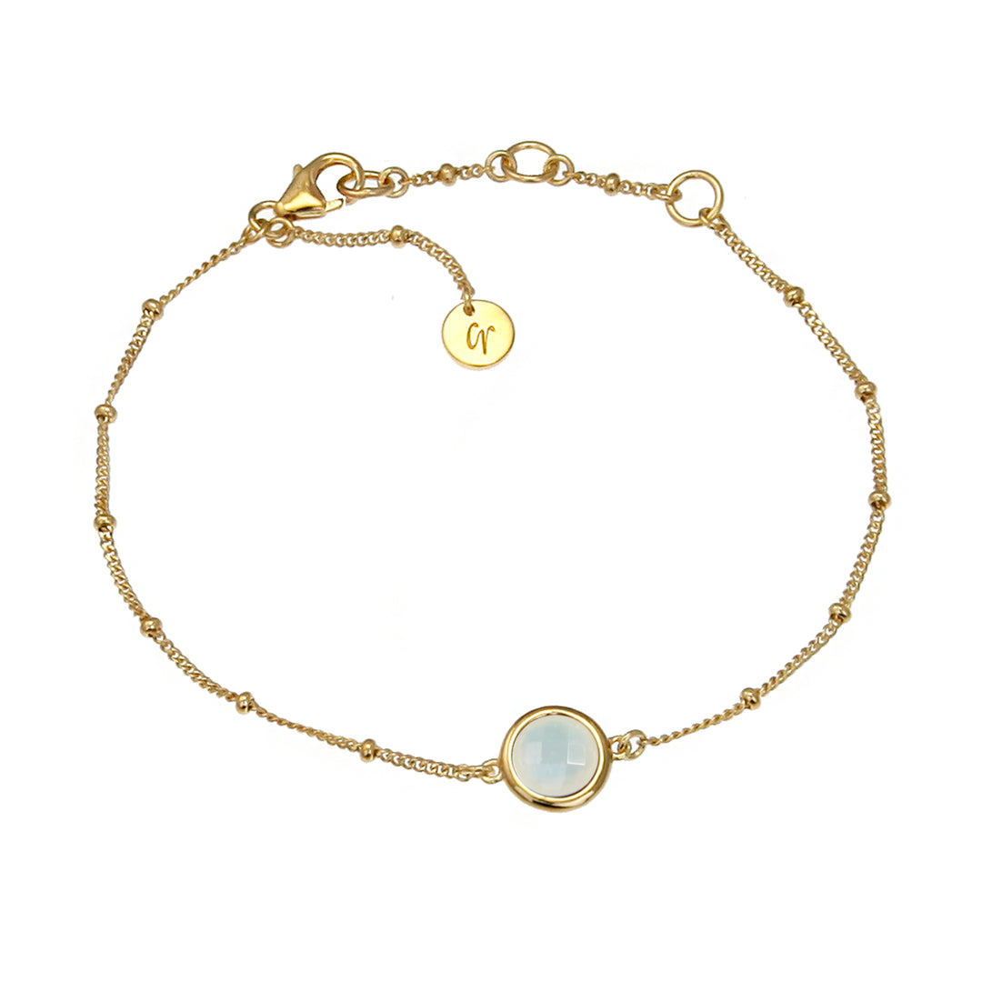Gold vermeil beaded chain bracelet with moonstone