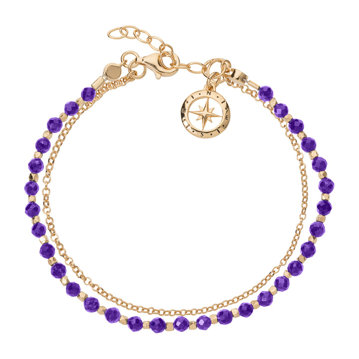 Gold vermeil beaded compass bracelet with amethyst