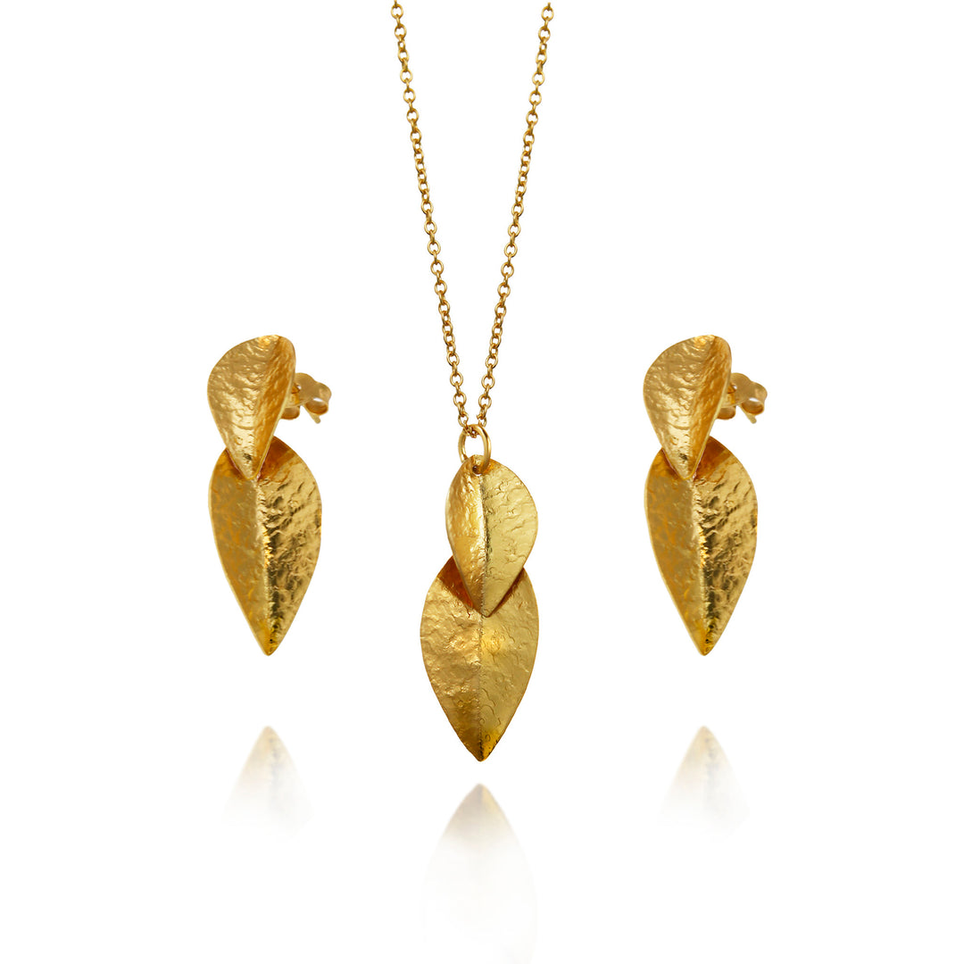 18ct gold vermeil double earring and necklace set