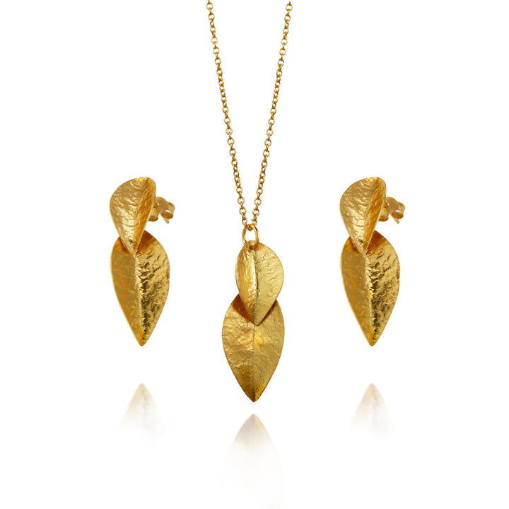 18ct gold vermeil double earring and necklace set
