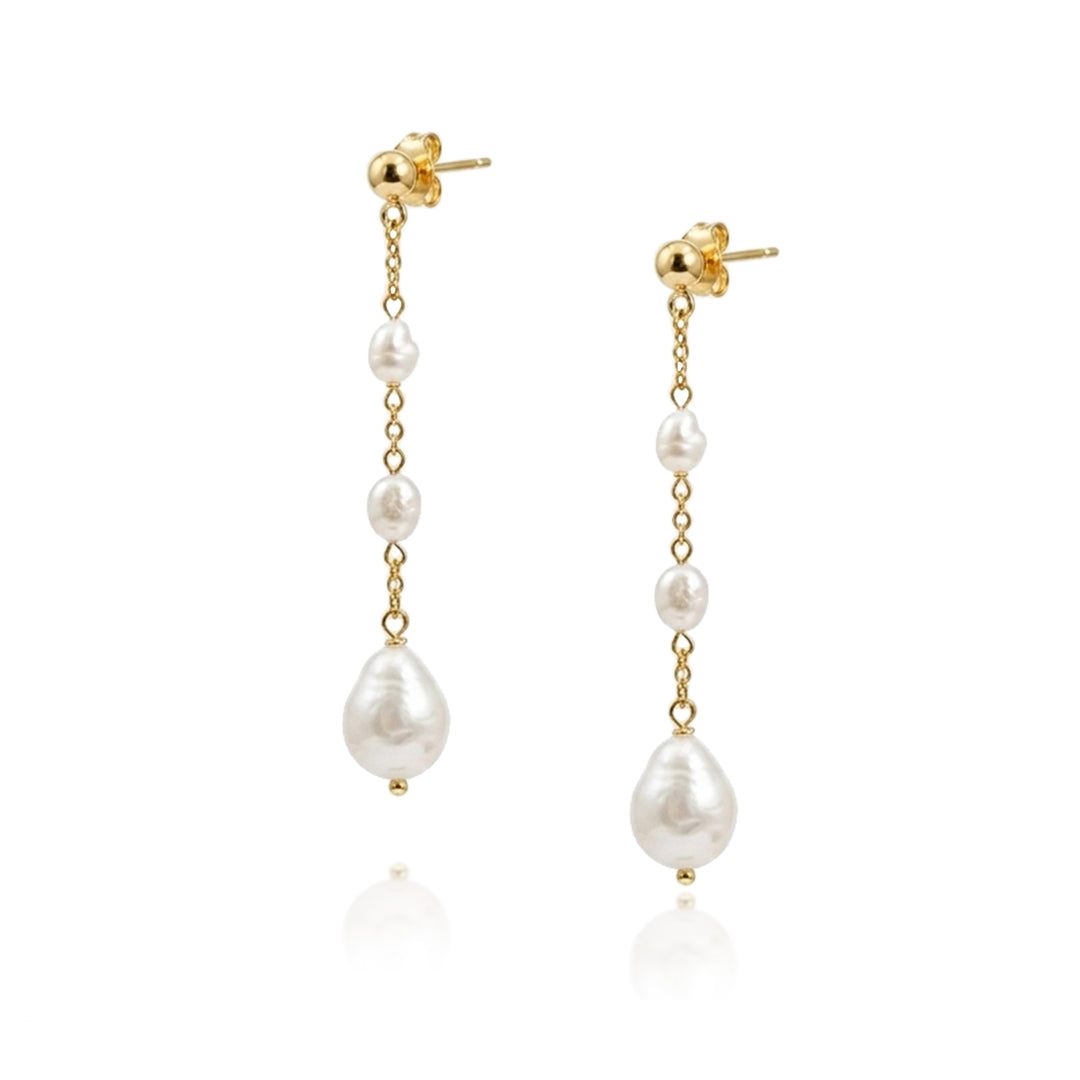 Gold vermeil freshwater pearl drop  studs