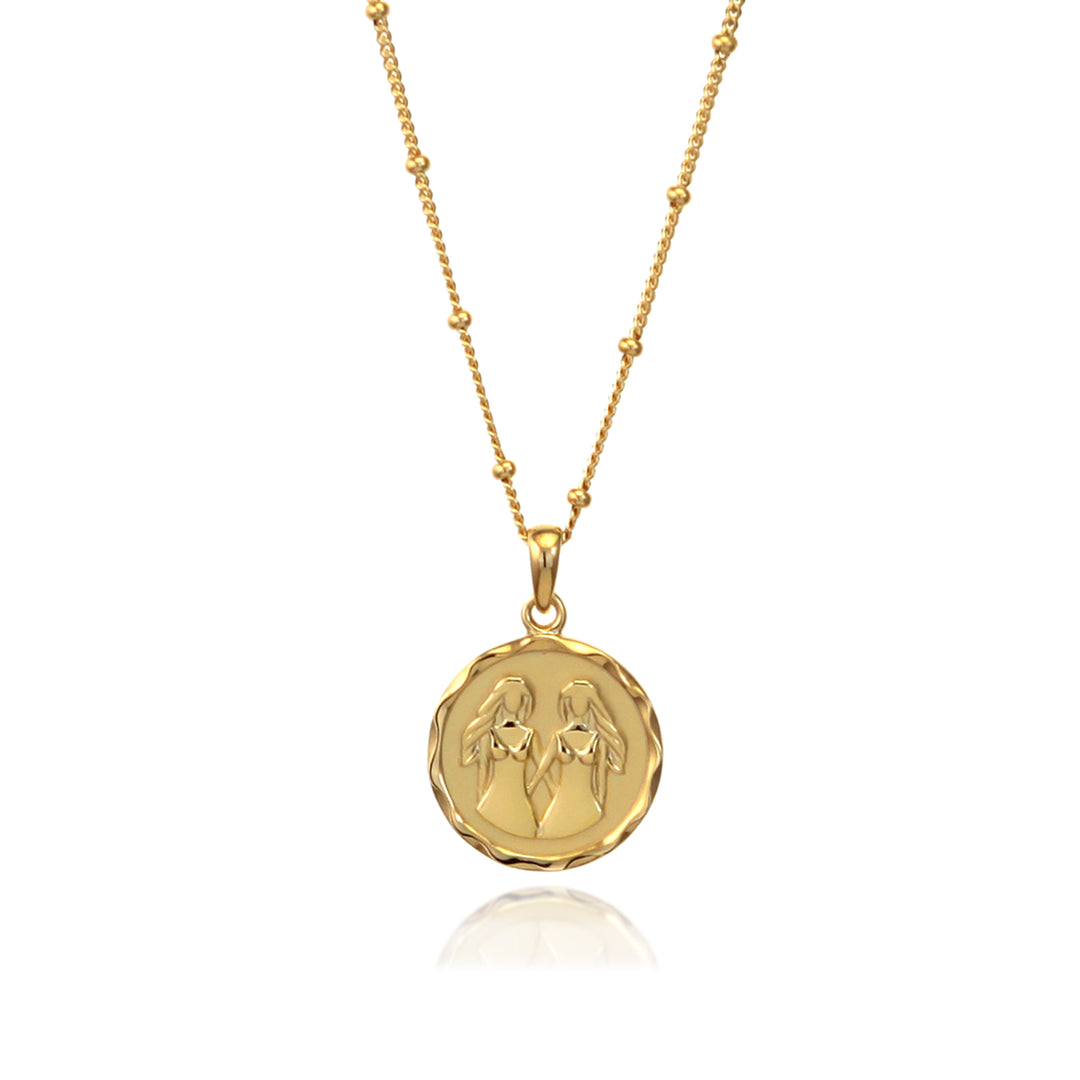 18t gold vermeil Gemini zodiac star sign pendant necklace